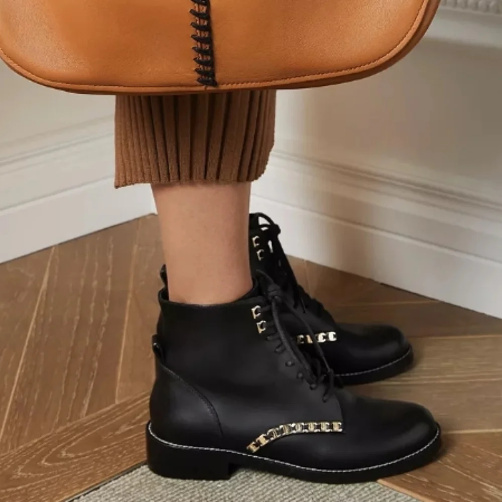 Salvatore Ferragamo Theodore Embellished Combat Boots Black -8 - Picture 4 of 8